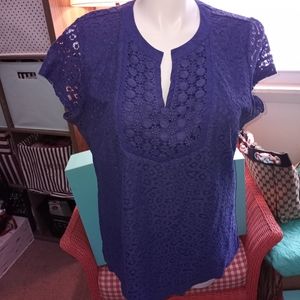 Isaac Mizrahi 1X LACE TUNIC PURPLE